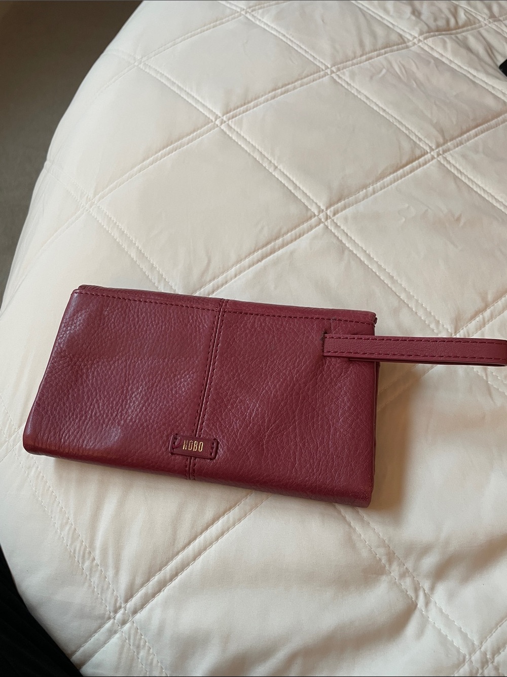 HOBO Leather Fold-Over Wallet in Deep Raspberry - Picture 6 of 6